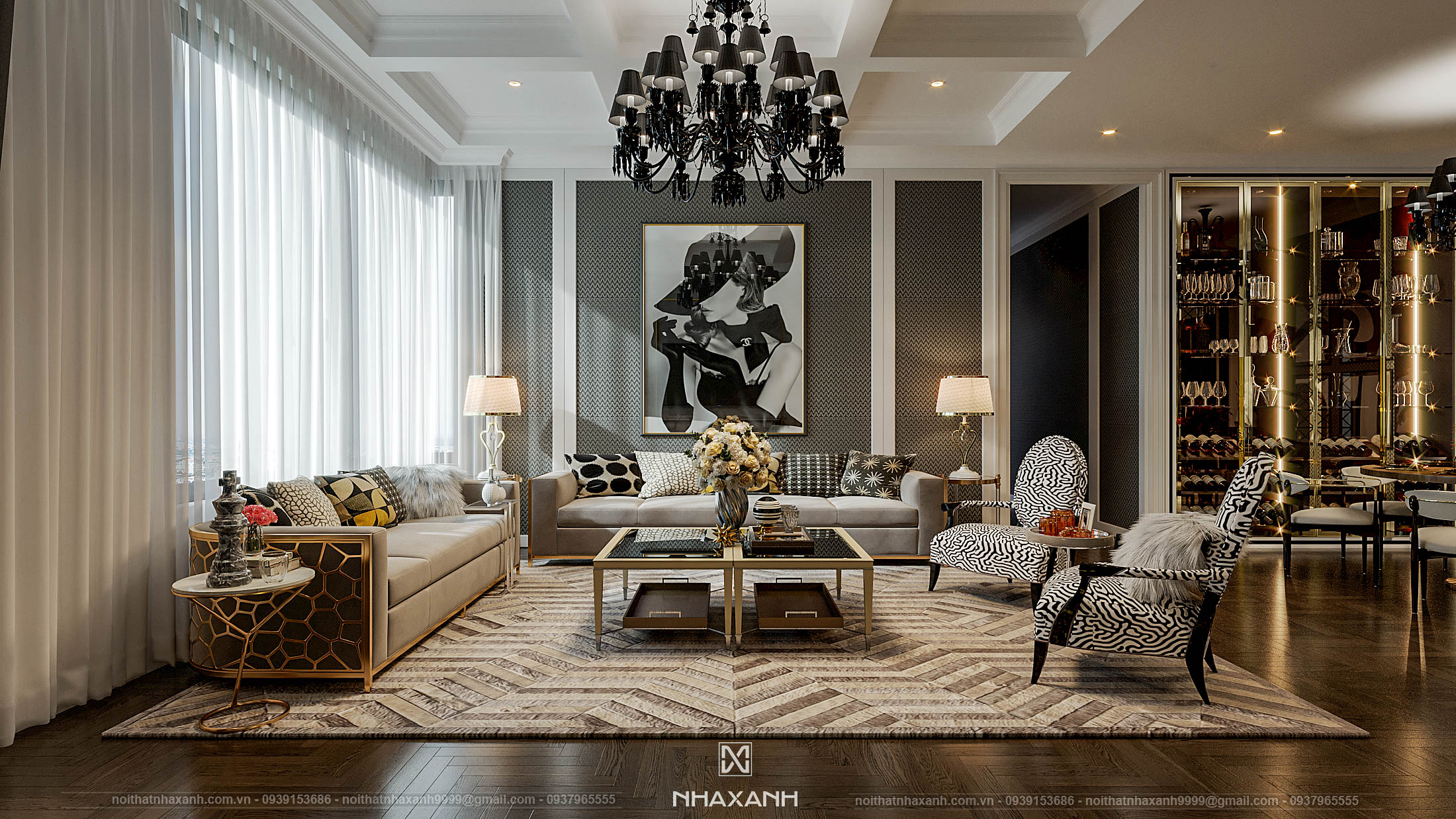 Thiết kế nội thất căn hộ chung cư BRG Lê Văn Luong phong cách Luxury